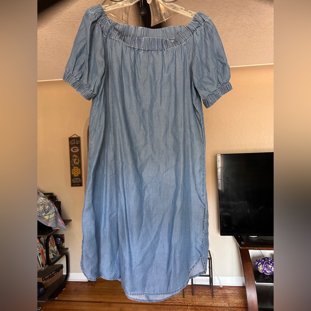 MICHAEL Michael Kors Light Blue Midi Dress off the shoulder fit